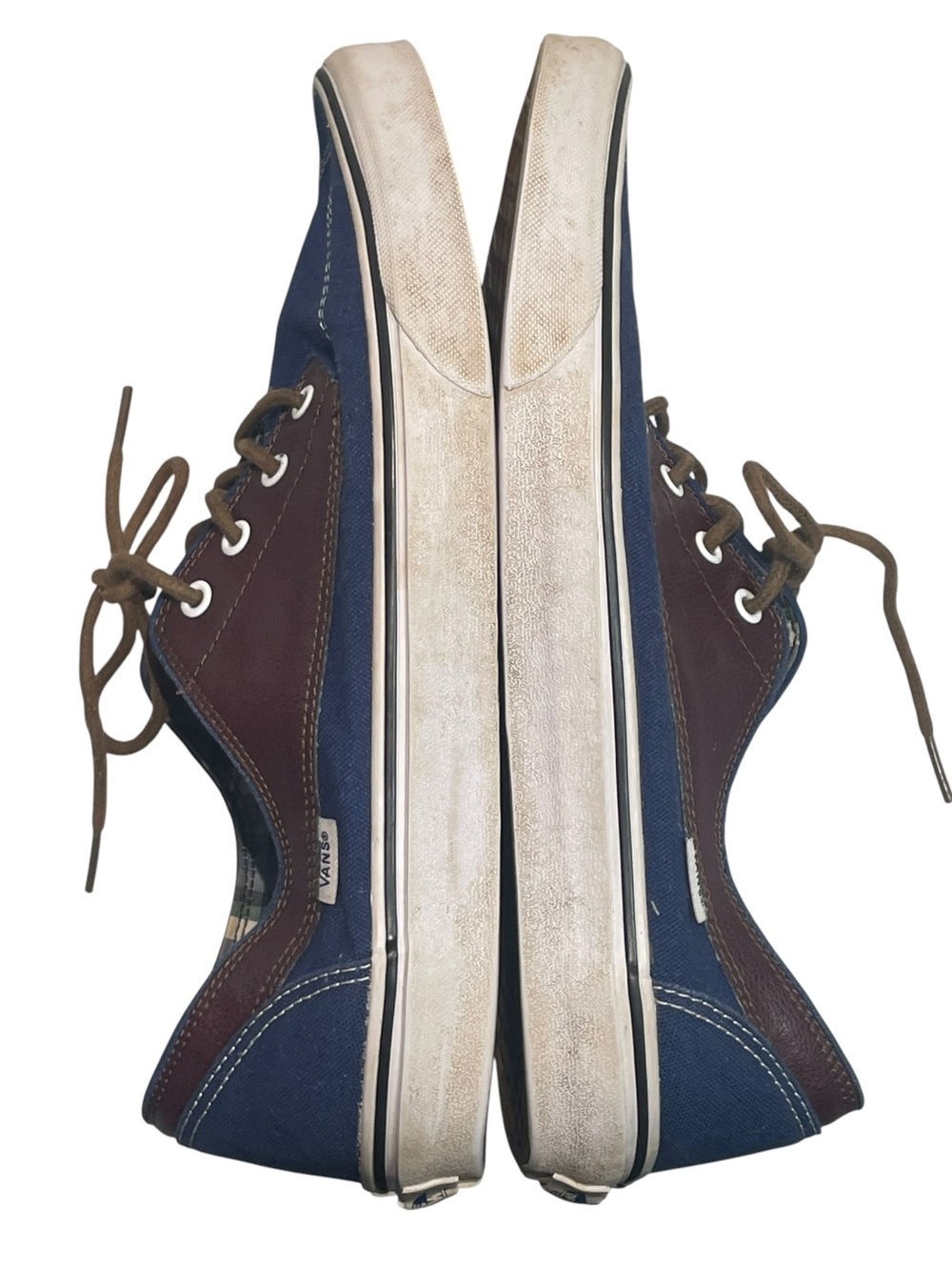 Vans Brigata Navy Blue Canvas Brown Leather-Trim Boat Shoes Men's Size 12 EUC - Picture 9 of 11